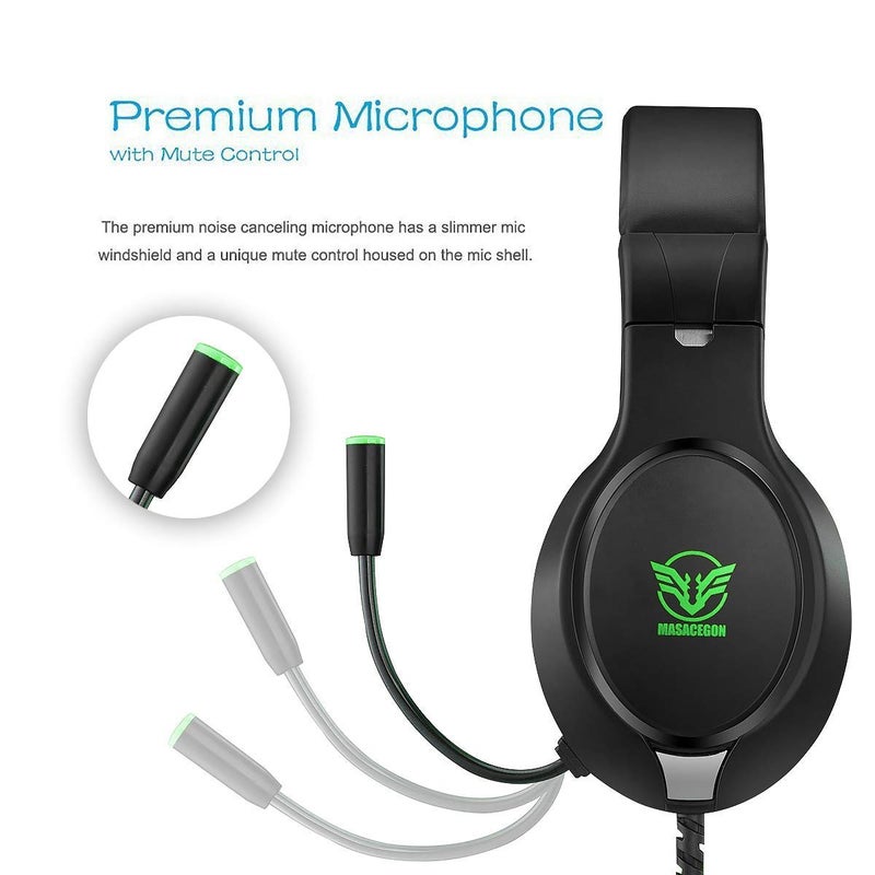Masacegon Gaming Headset for PC,Gaming Headphone Compatible with Xboxone,PS4,Nintendo Switch,3.5mm Over-Ear Headphones with Noise Canceling Feature - Image 2